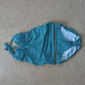 Oh Baby by Motherhood Maternity Green Blue Dot Halter Tankini & Bikini Bottom S